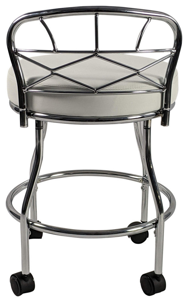 Diana X-Back Vanity Bench with Casters, Chrome