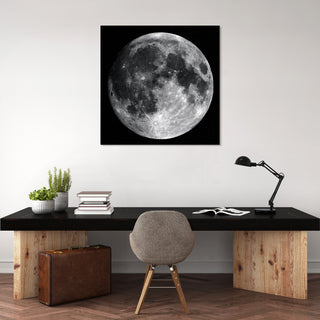 Full Moon Wall Art Frameless Free Floating Tempered Glass Panel 40"x 40"