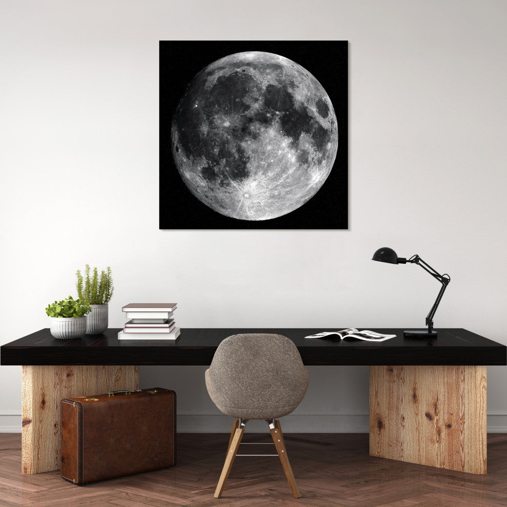 Full Moon Wall Art Frameless Free Floating Tempered Glass Panel 40"x 40"