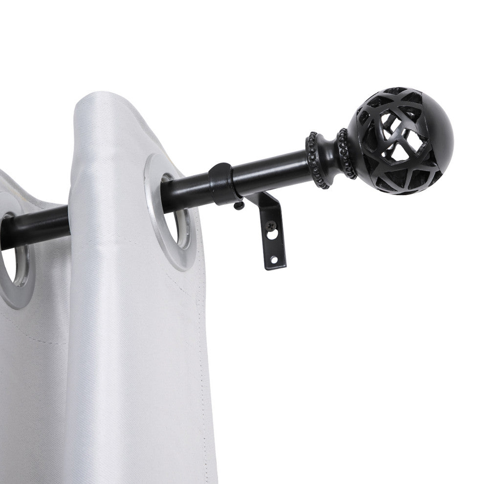 UTOPIA ALLEY 3/4" Single Adjustable Curtain rods for Windows, Black, 28"-48"