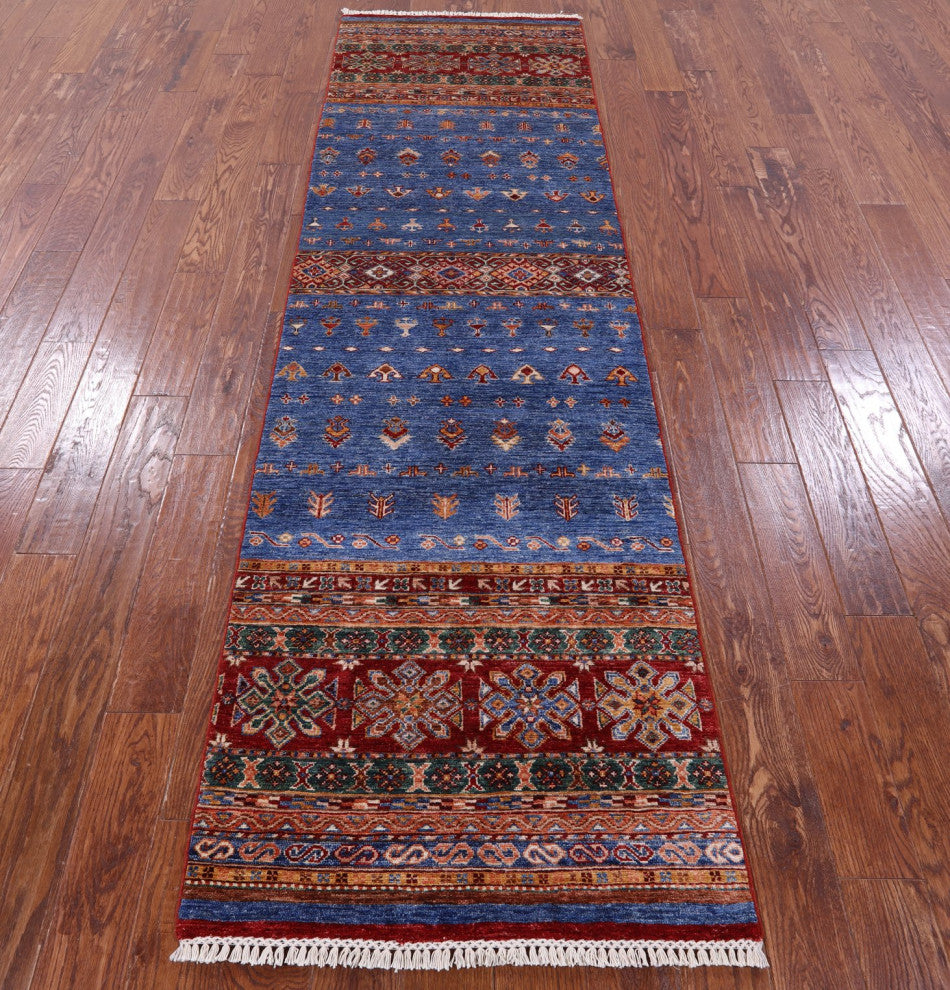 2' 9" X 9' 9" Runner Super Kazak Khorjin Hand Knotted Rug Q10169