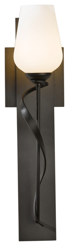 Flora High Sconce, Dark Smoke Finish, Opal Glass