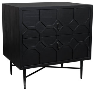 Samara 2-Drawer Recycled Pine Wood Nightstand, Dark Grey