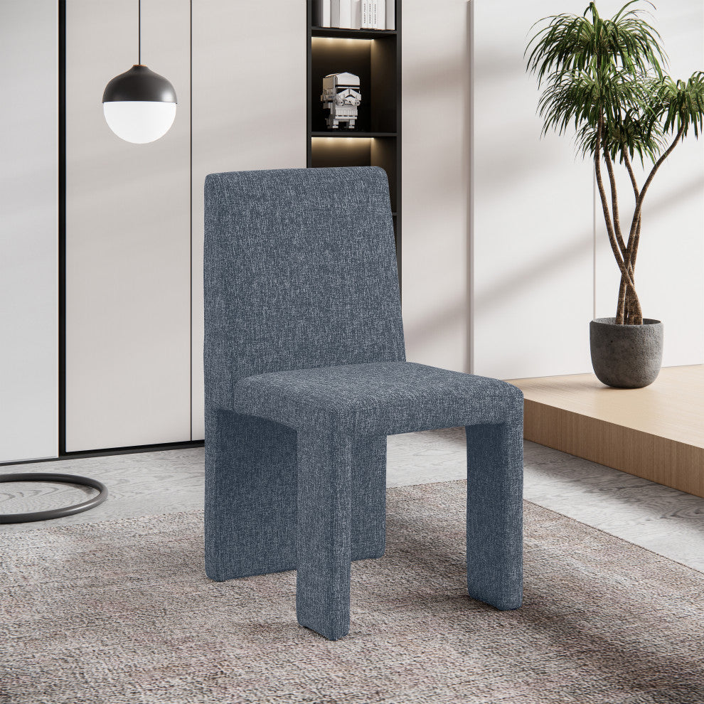 Benson Upholstered Dining Chair, Blue, Linen Texured Fabric