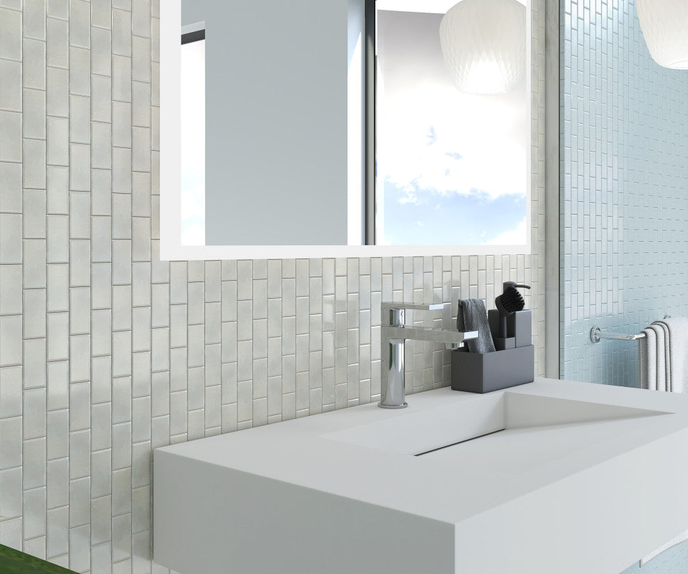 CastelloUSA Anacleto Ceramic Pressed 1"x2" Mosaic Tile, White