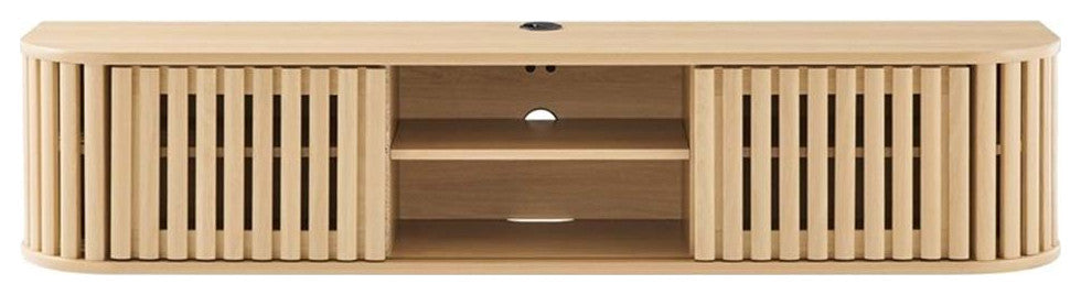 Modway Fortitude Wall-Mounted Wood TV Stand for TVs up to 70" in Oak