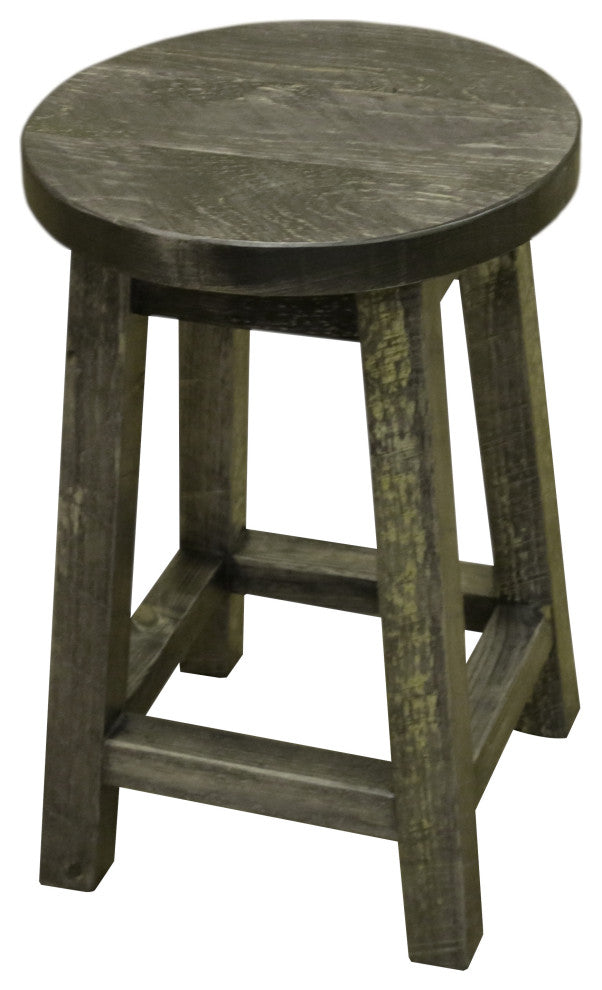 Barnwood Style Timber Peg Barstool, Weathered Slate, Counter Height