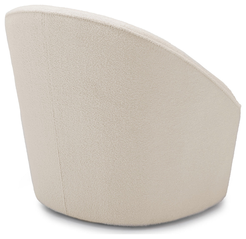 Andria Boucle Swivel Chair, Milky White
