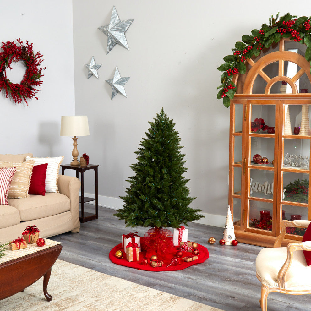 5' Vermont Spruce Faux Xmas Tree W/Lights & Bendable Branches