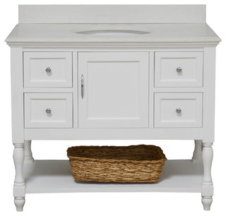 Beverly 42" Bathroom Vanity, White, Quartz