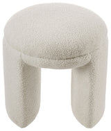 Bowen Faux Shearling Teddy Fabric Ottoman/Stool, Beige