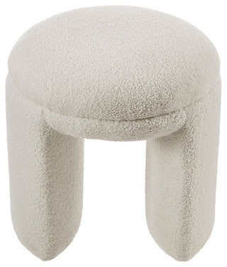 Bowen Faux Shearling Teddy Fabric Ottoman/Stool, Beige