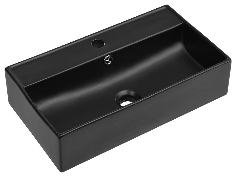 Claire Ceramic Wall Hung Sink, Matte Black