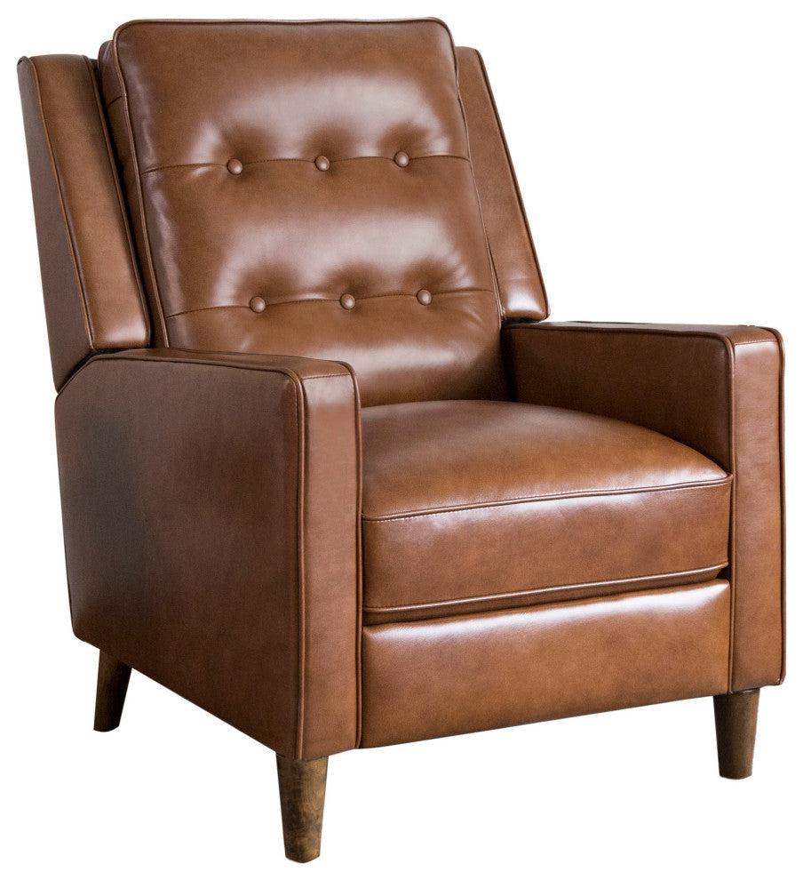 Hammond Mid-Century Leather Pushback Recliner, Camel
