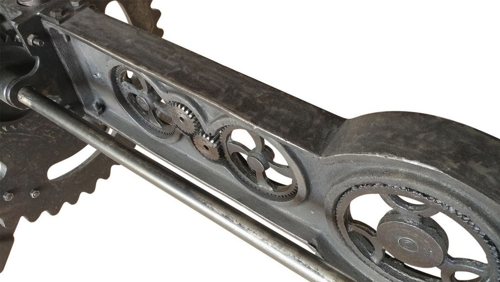 Steampunk Adjustable Dining Table - Iron Crank Base - Rustic Mahogany