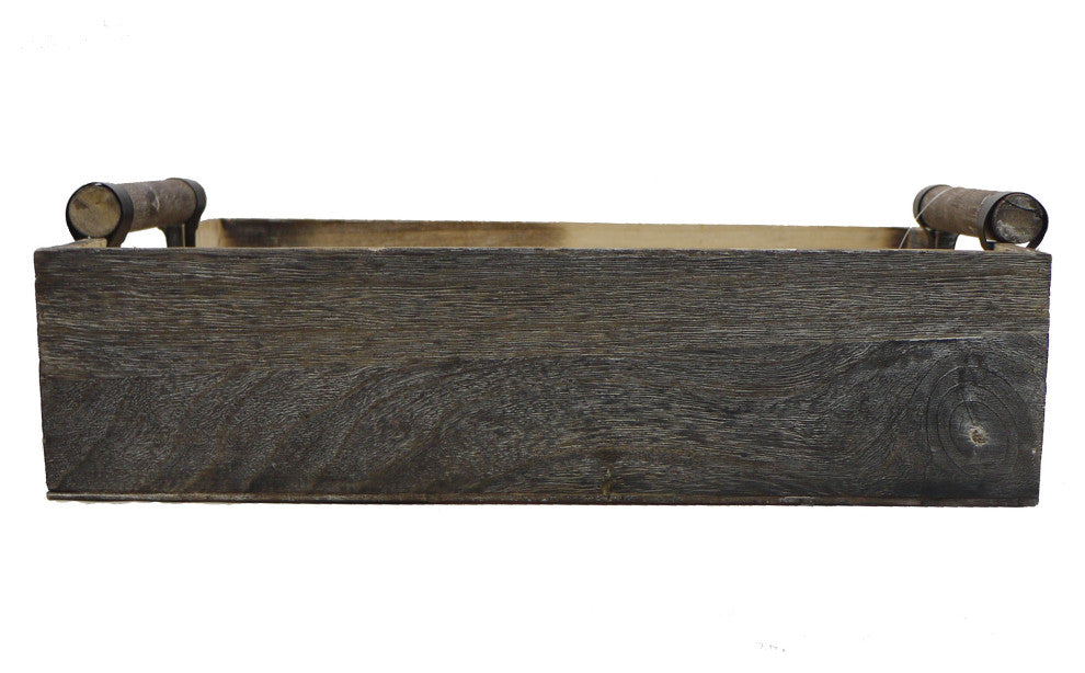 13.75" Wooden Rustic Serving Tray With Handles Abn5E109-Ntrl
