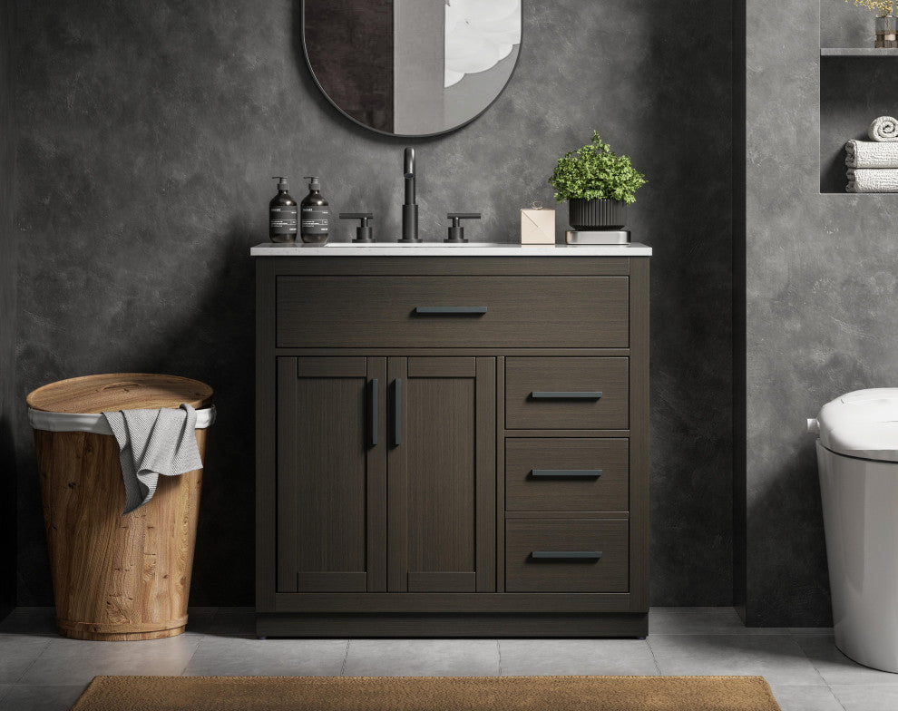 Home Living 36" Single Bathroom Vanity, Mocha Brown
