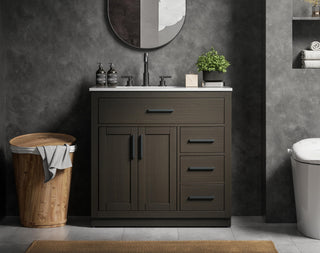 Home Living 36" Single Bathroom Vanity, Mocha Brown