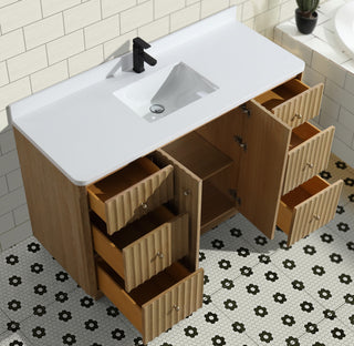 La Jolla Bathroom Vanity, Washed Oak, 55", Single Sink, Freestanding