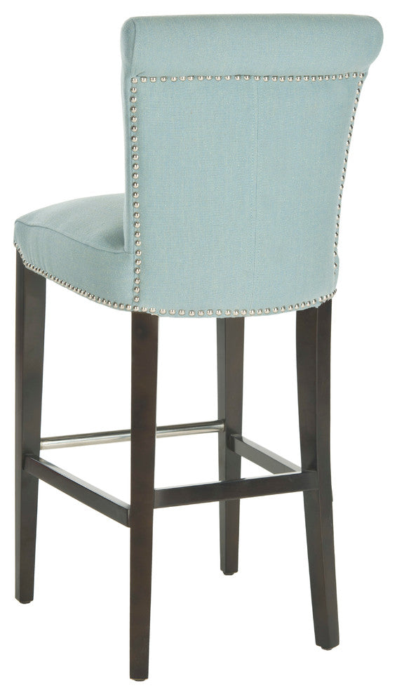 Safavieh Seth Barstool, Fabric With Nail Head, Sky Blue
