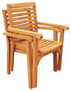 10-Piece Outdoor Teak Dining Set: 72" Round Table, 9 Hari Stacking Arm Chairs