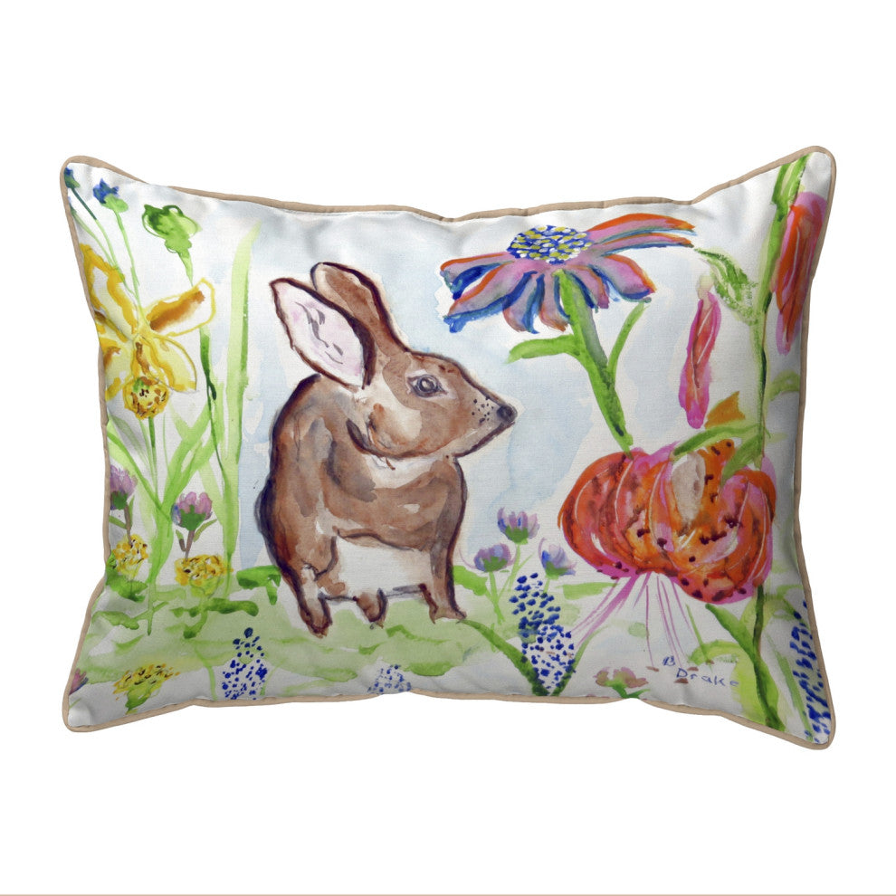 Betsy Drake Brown Rabbit Right Large Indoor/Outdoor Pillow 16x20