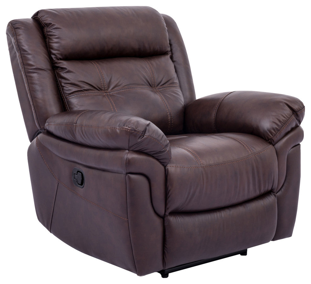 Marcel Manual Recliner Chair in Dark Brown Genuine Leather