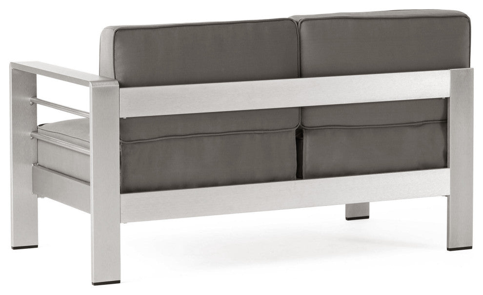 GDF Studio 17-Piece Grand Patio Sectional, Lounge, Dining Set and Fire Table, Wicker Top Tables