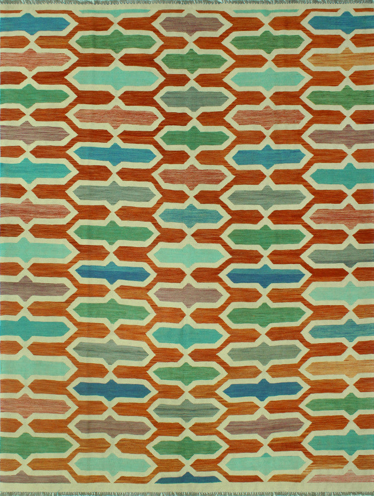 Sangat Kilim Mabel Rust/Ivory Rug, 8'5x11'3
