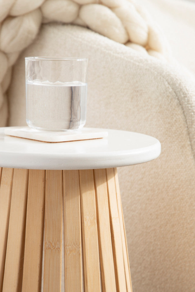 Oren Accent Table, White/Natural 10"x10"x23"
