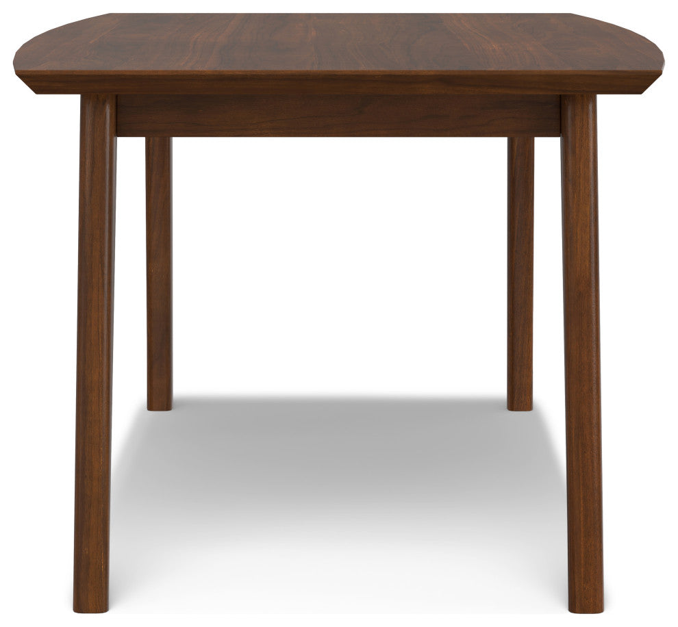 Draper Solid Wood Mid Century Rectangle Dining Table, Walnut Veneer