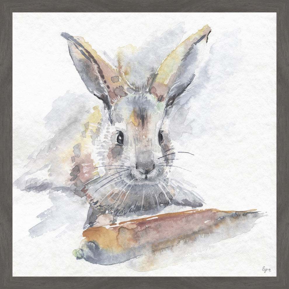 "Happy Rabbit" Framed Painting Print, 24"x24"