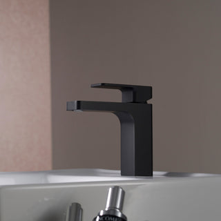 Blossom Brass Square Single Handle Bathroom Vanity Sink Faucet, Matte Black