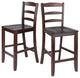 Winsome Benjamin 24" Solid Wood Counter Stool in Antique Walnut (Set of 2)