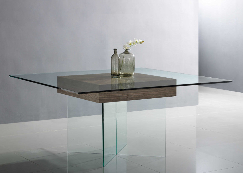 63" X 63" X 30" Walnut Veneer Dining Table
