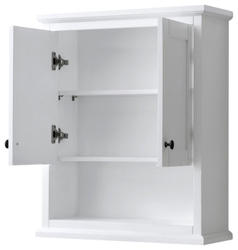 Avery Over-the-Toilet Wall-Mounted Storage Cabinet, White With Black Trim