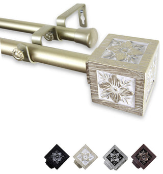 Zula 1" Double Curtain Rod, Light Gold, 28-48"