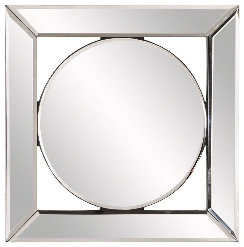 HomeRoots Square Mirror With Center Round Mirror