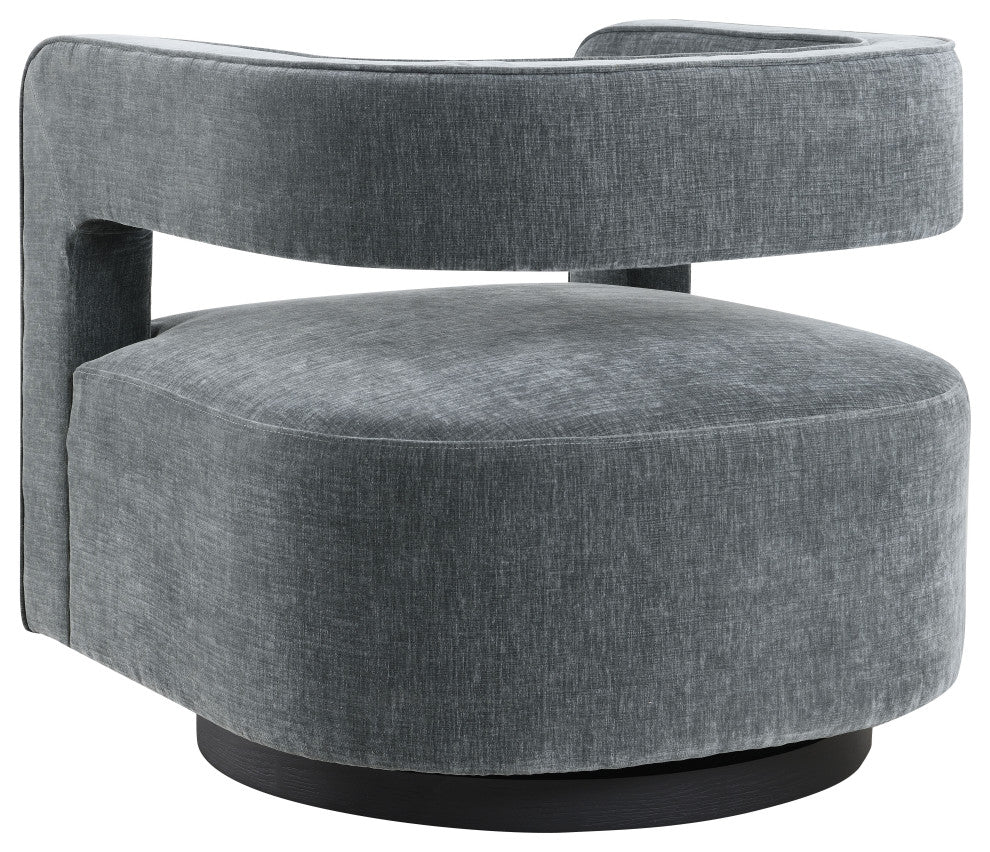 Lunar Stain-Resistant Fabric Swivel Chair, Charcoal