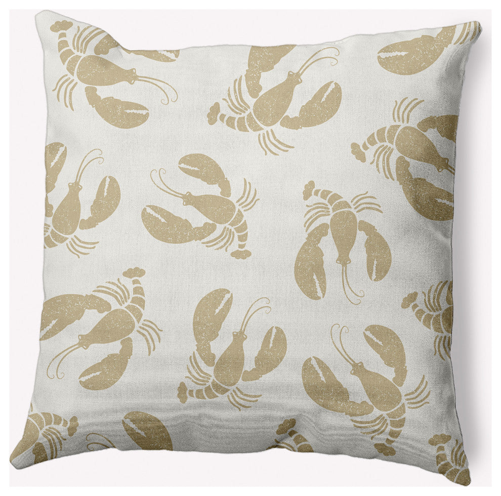26x26" Lobster Fest Nautical Decorative Indoor Pillow, Taupe