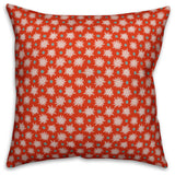 Abstract Snowflake Pattern, Red Outdoor Throw Pillow, 20"x20"