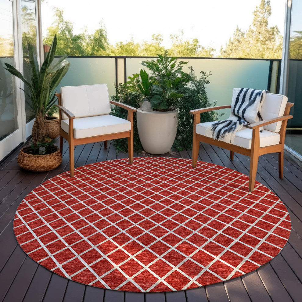 Indoor/Outdoor York YO1 Red Machine Washable 10' x 10' Rug