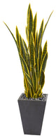 4.5" Sansevieria Artificial Plant in Slate Planter
