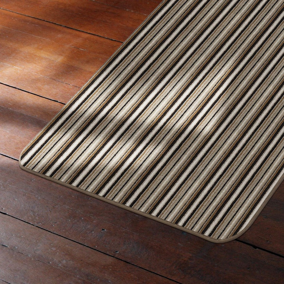 Skid-Resistant Carpet Runner Mocha Brown Stripe, 27"x10'