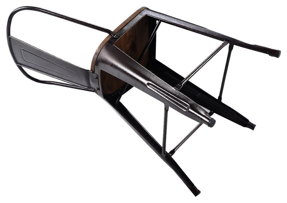 Durable Copper Set of 2 Metal Wood Counter Chairs