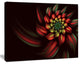 Red Abstract Fractal Flower Spiral, Floral Canvas Art Print, 20"x12"