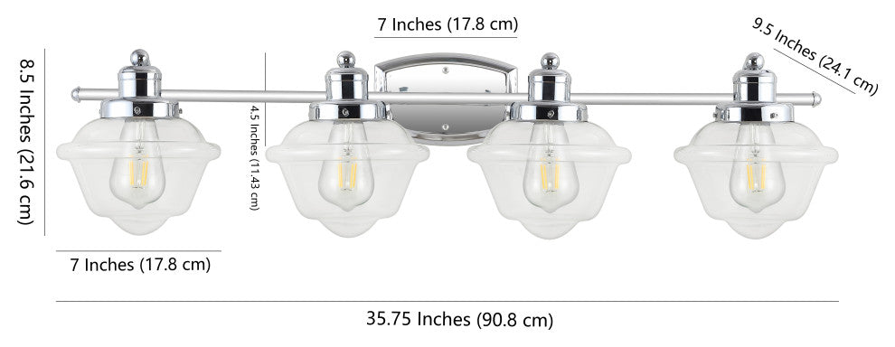 Orleans Iron LED Vanity Light, Chrome, 4 Bulb