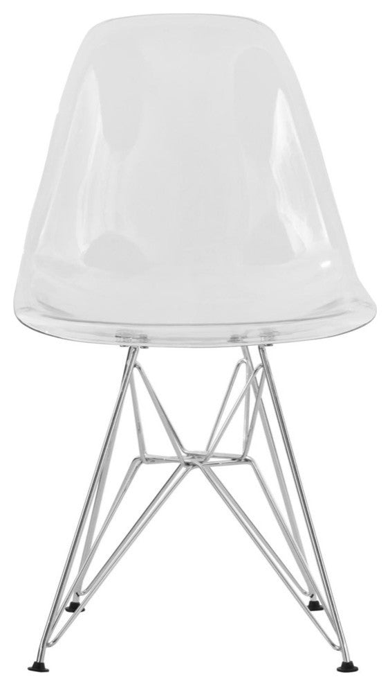 Cresco Acryclic Dining Side Chairs with Eiffel Legs Set of 2, Clear
