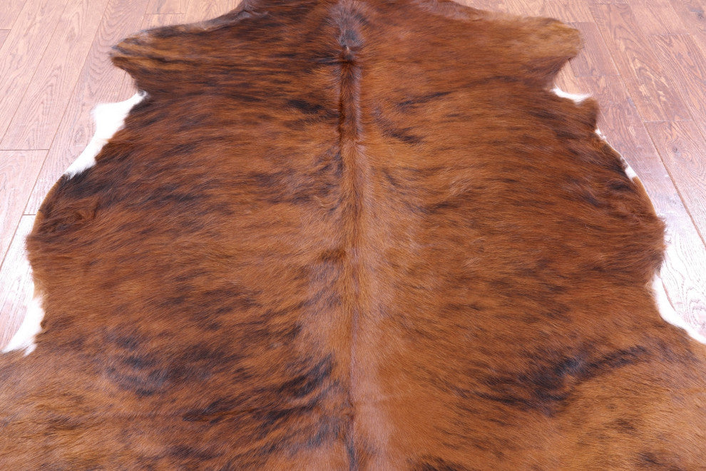 6' 4" X 5' 9" Brindle Natural Cowhide Rug C1893