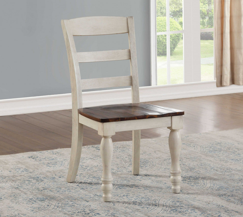 HomeRoots 20" X 24" X 38" 2pc Walnut And White Washed Side Chair